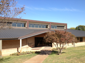 The main entrance to the Catholic Center.